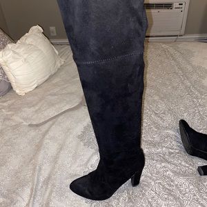 Black over the knee tie boots